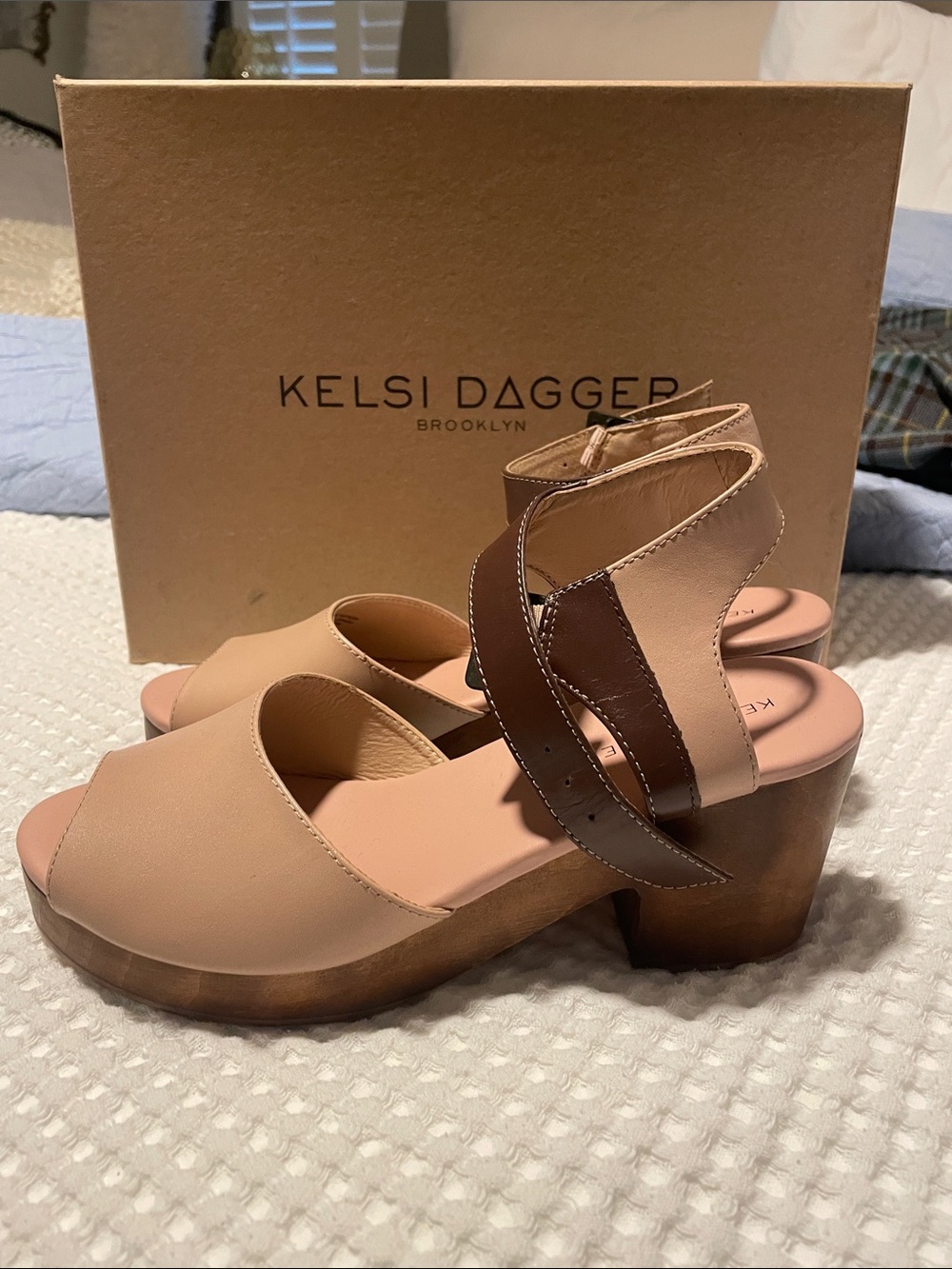 Kelsi Dagger Two-Tone Beige and Brown Platform Sandals